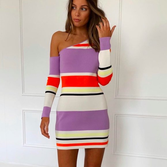 One shoulder long sleeve dress - Picture 5 of 8